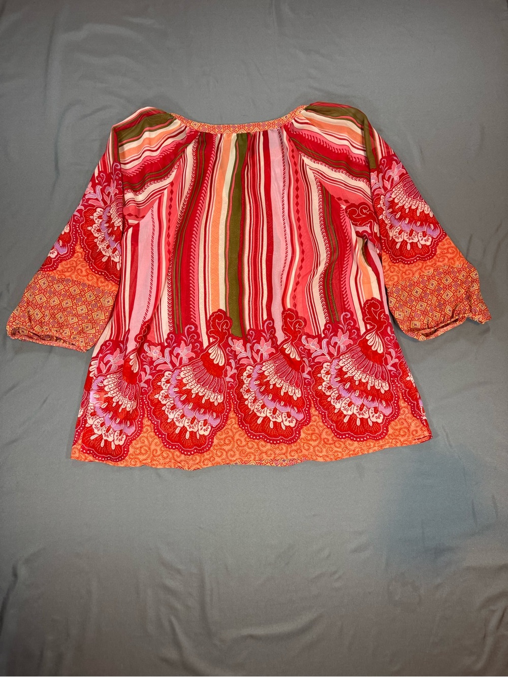 Women’s Pink Bohemian Long-Sleeve Peasant Blouse - Picture 4 of 6